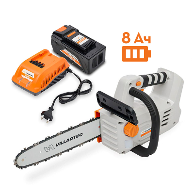 Аккумуляторная цепная мотопила VILLARTEC SА40T SET: AM408 + AC402